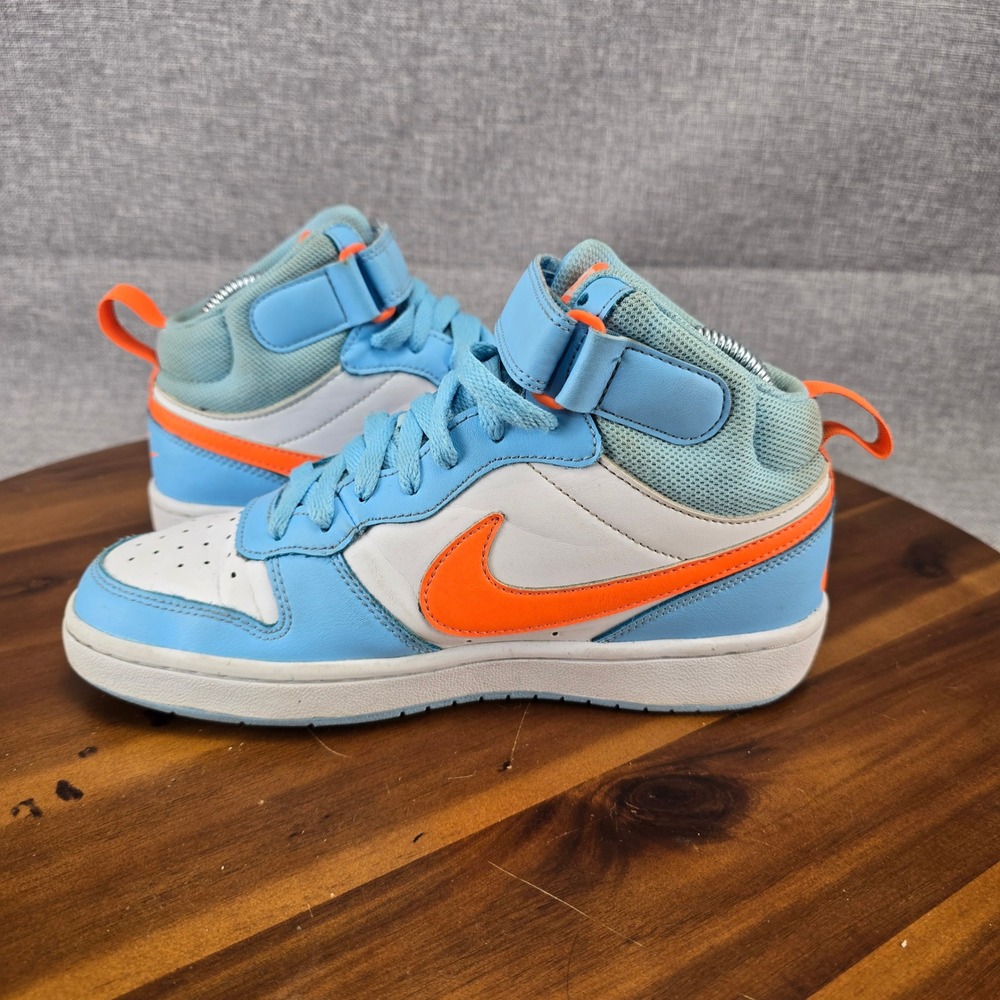 Nike Court Borough Mid 2 Kids 5Y Glacier Blue Total Orange HF4791-407 High‎ Top - Picture 8 of 14